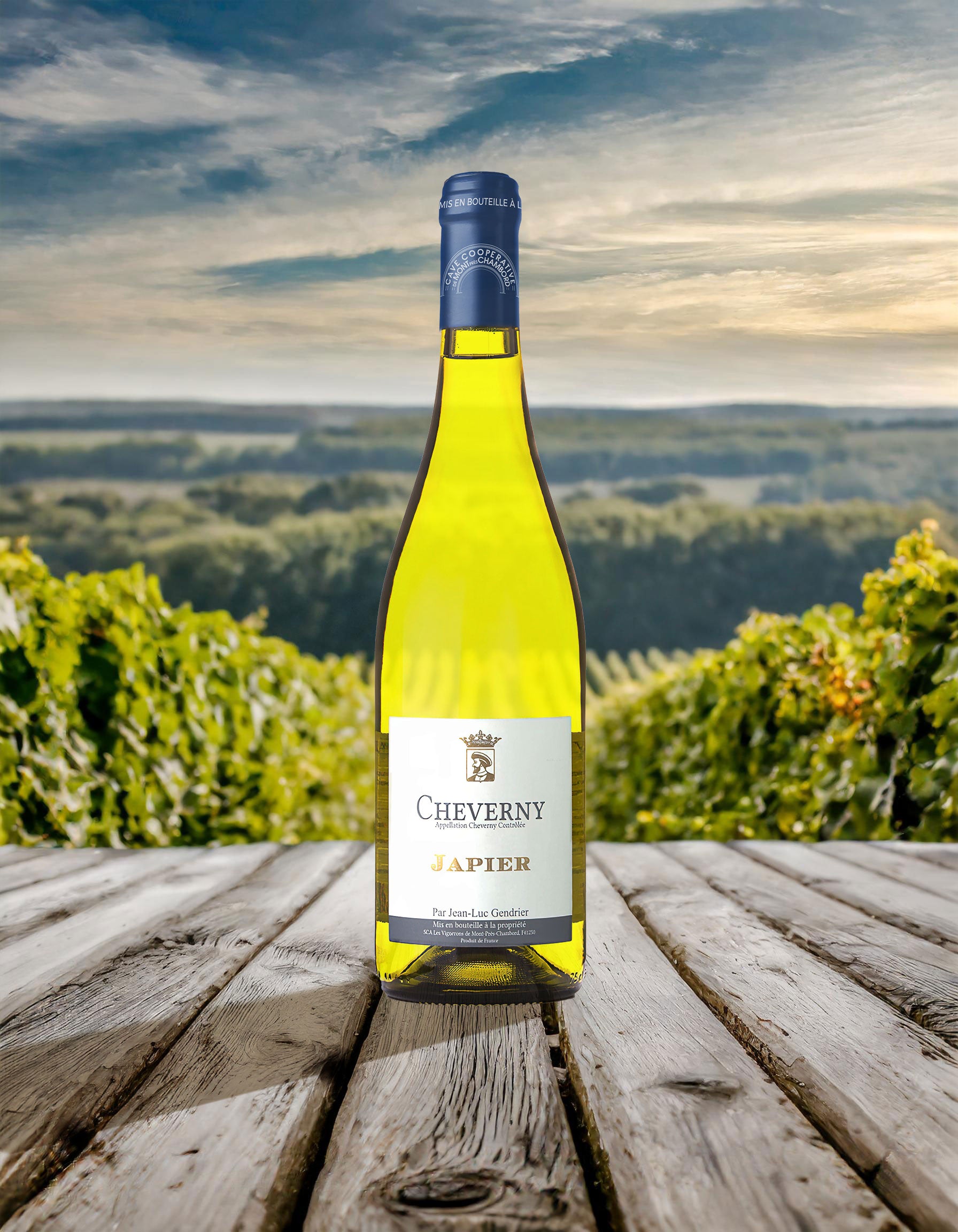 Bouteille de vin blanc AOC Cour-Cheverny -JAPIER DE NOZIEUX - en vente sur la boutique de la cave Coopérative des Vignerons de Mont-Pres-Chambord