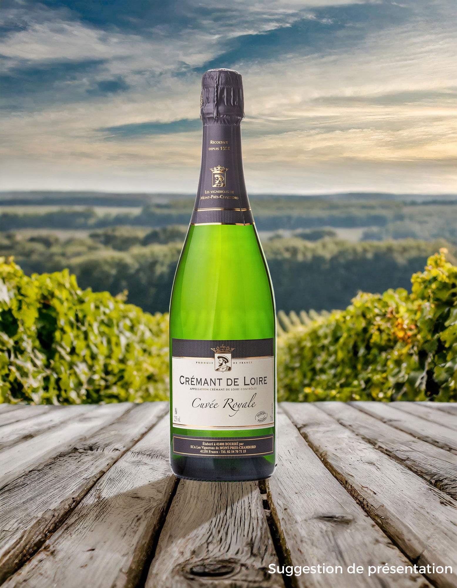 Bouteille de vin AOC Crémant de Loire Blanc Brut - "Cuvée Royale" - En vente sur la Boutique en ligne de La Cave Coopérative des Vignerons de Mont-Près-Chambord