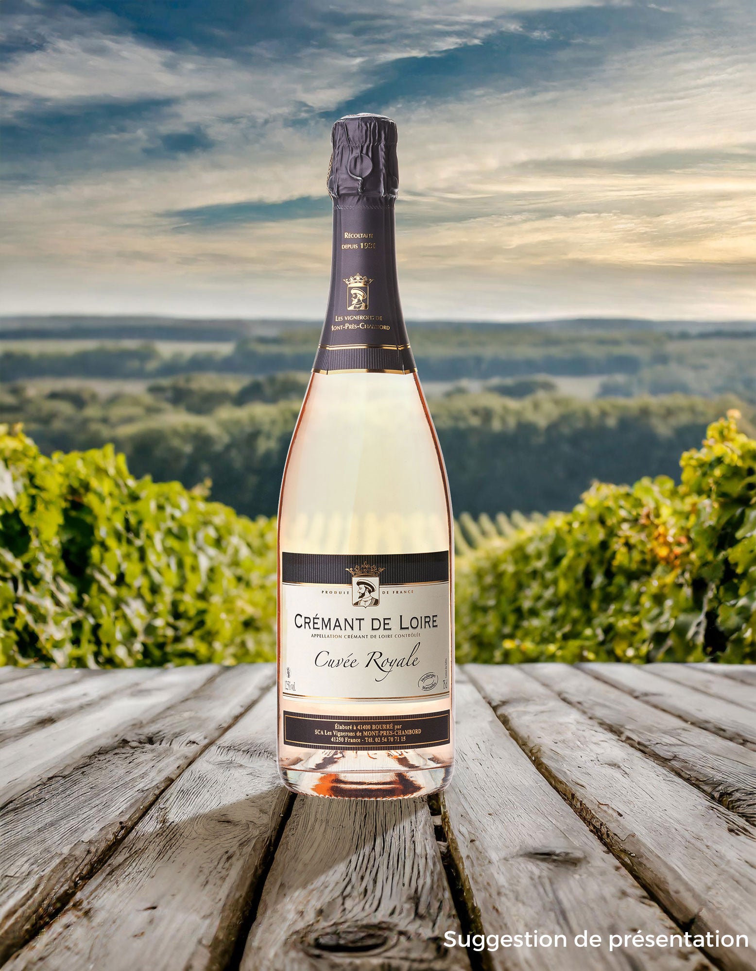 Bouteille de vin AOC Crémant de Loire Rosé Demi-Sec "Cuvée Royale" en vente en ligne La boutique de La Cave Coopérative des Vignerons de Mont-Près-Chambord