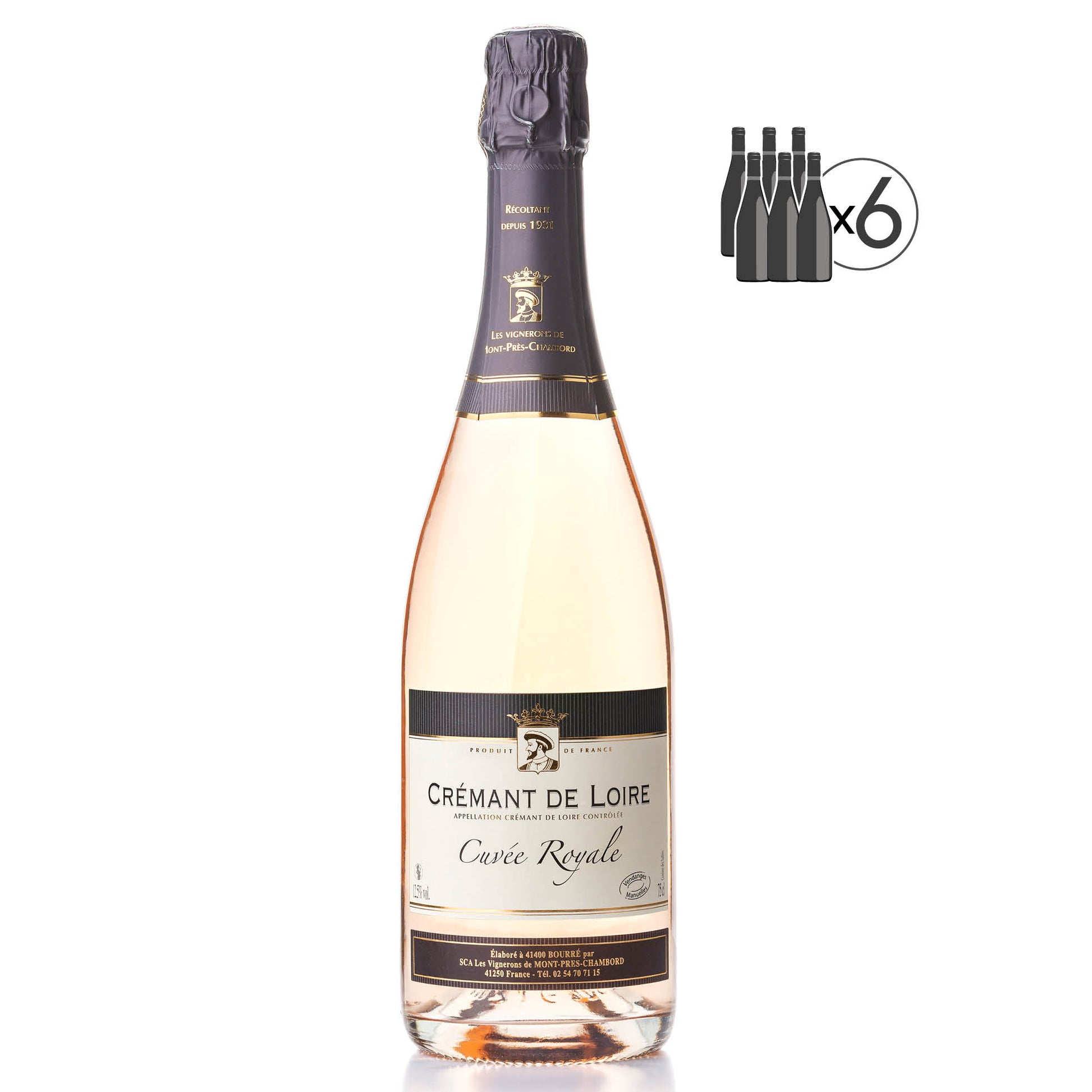 Bouteille de vin  AOC Crémant de Loire Rosé Demi-Sec "Cuvée Royale" en vente en ligne La boutique de La Cave Coopérative des Vignerons de Mont-Près-Chambord